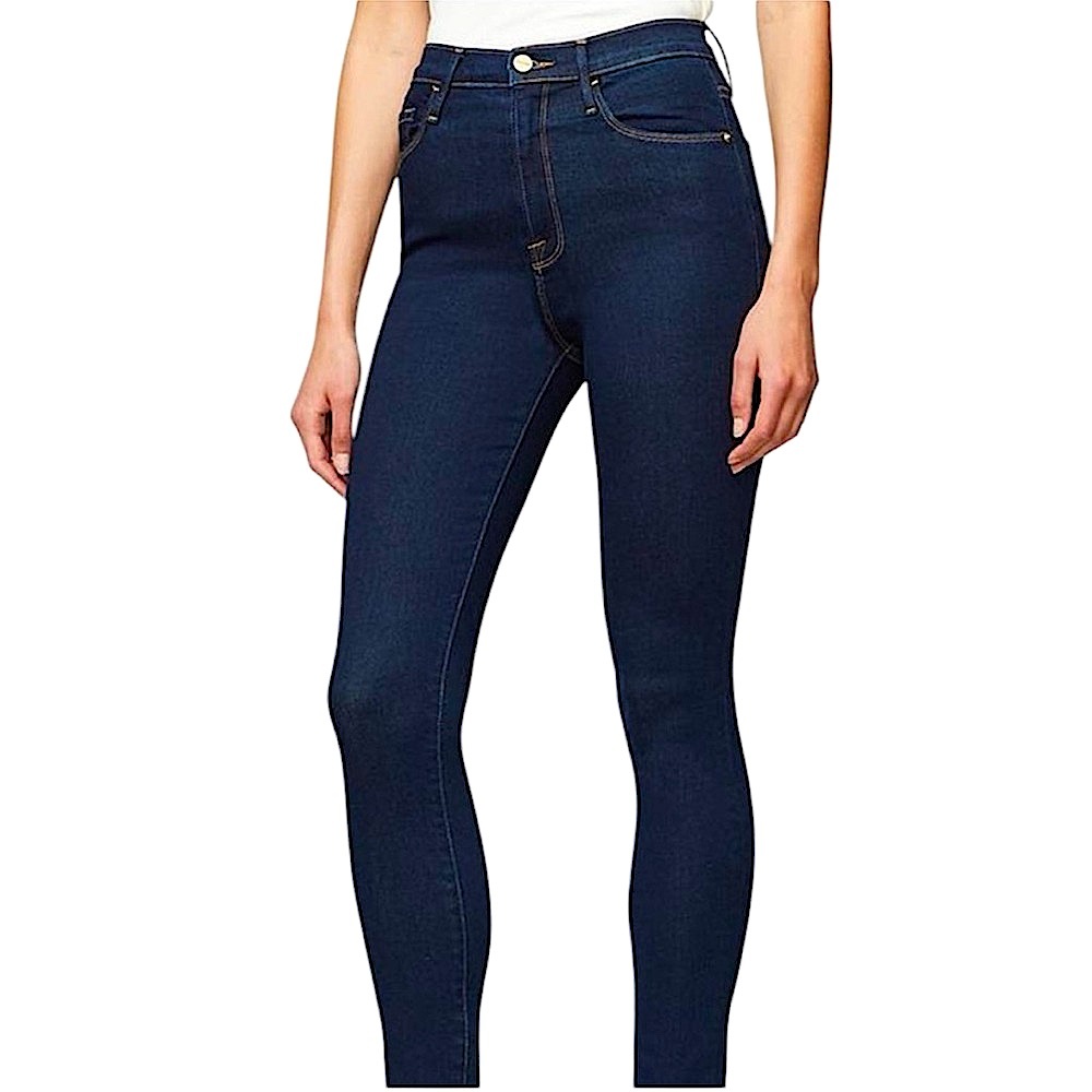 FRAME “Le Skinny De Jeanne” Mid-Waist Straight Leg Dark Blue Jeans, Size 25